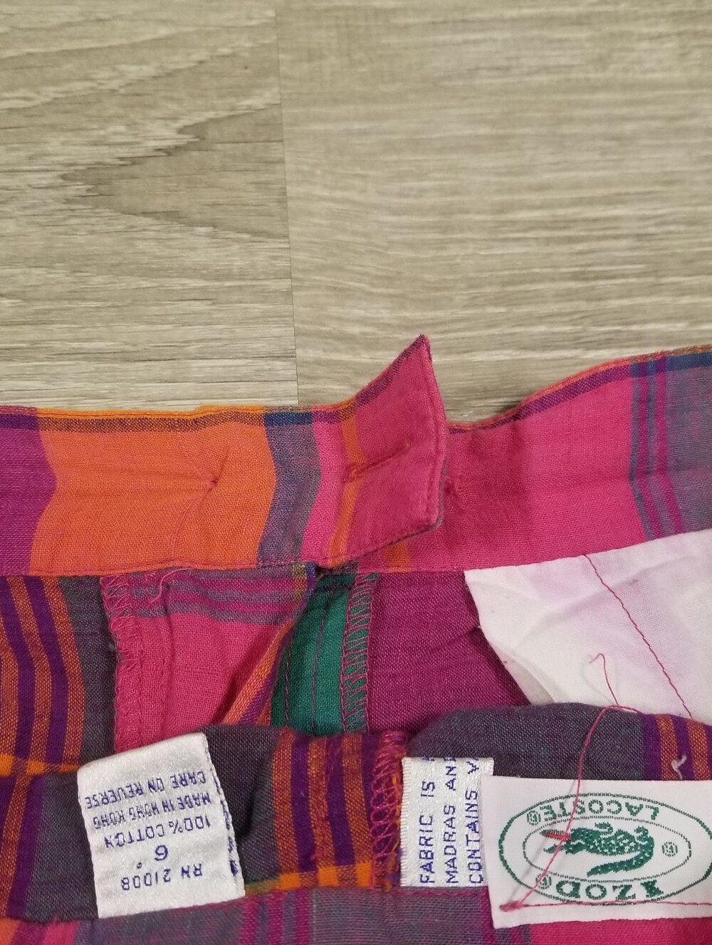 Vintage 80s Izod Lacoste Plaid Madras Cropped Barrel Leg Pants Womens Size 6 - Picture 6 of 8